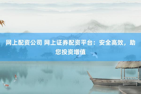 网上配资公司 网上证券配资平台：安全高效，助您投资增值