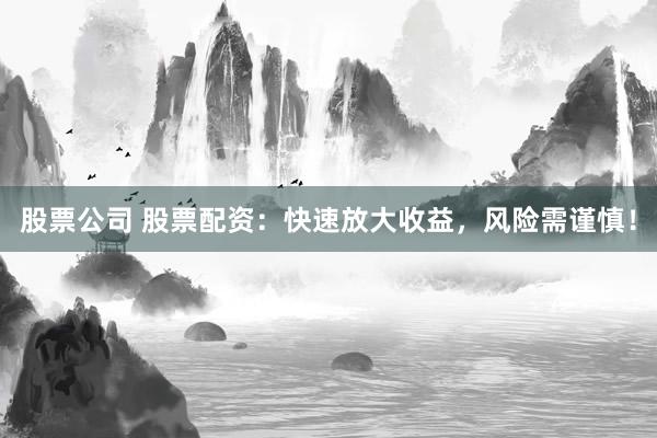 股票公司 股票配资：快速放大收益，风险需谨慎！