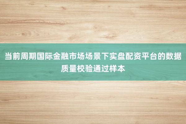 当前周期国际金融市场场景下实盘配资平台的数据质量校验通过样本